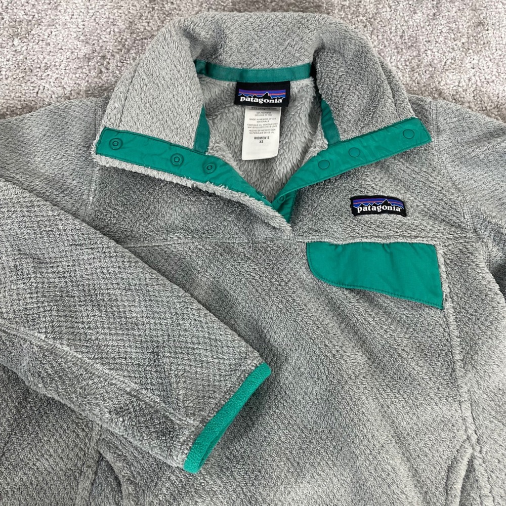 Patagonia Re Tool Snap T Fleece Pullover Womens Extra Small Gray Teal